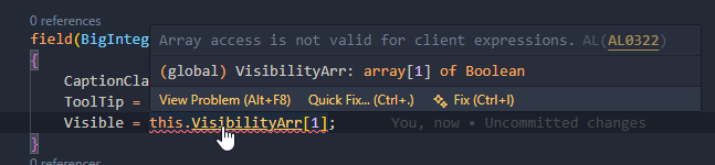 Attempting to use array for visibility