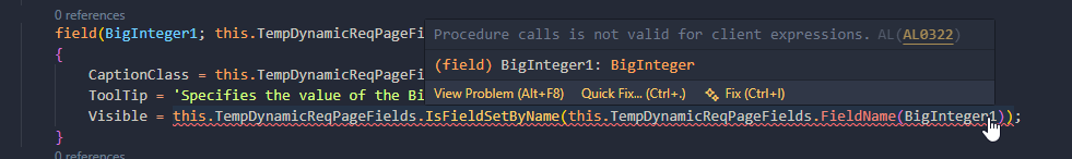 Attempting to use procedure for visibility